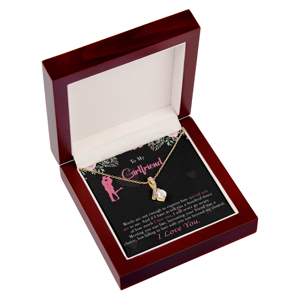 To My Girlfriend Words are Not Enough Alluring Ribbon Necklace Message Card-Express Your Love Gifts