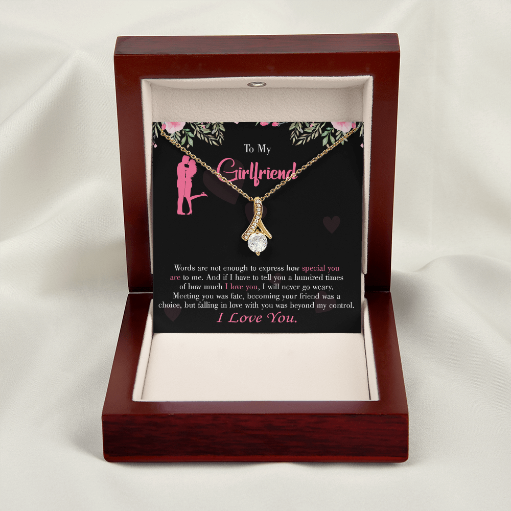 To My Girlfriend Words are Not Enough Alluring Ribbon Necklace Message Card-Express Your Love Gifts