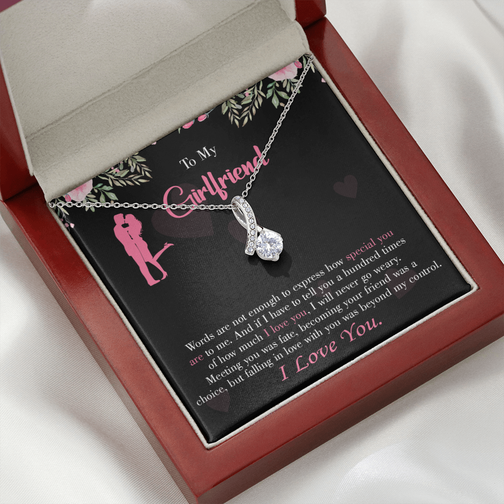 To My Girlfriend Words are Not Enough Alluring Ribbon Necklace Message Card-Express Your Love Gifts