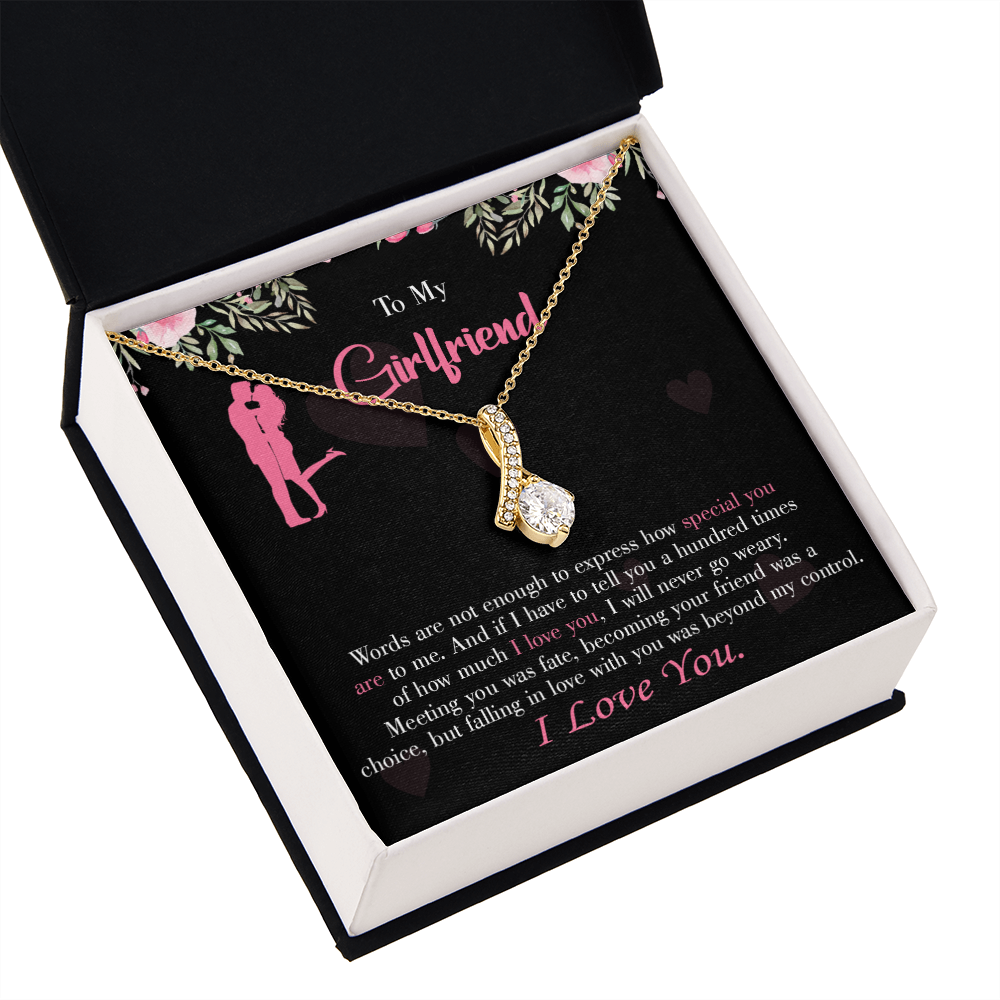 To My Girlfriend Words are Not Enough Alluring Ribbon Necklace Message Card-Express Your Love Gifts