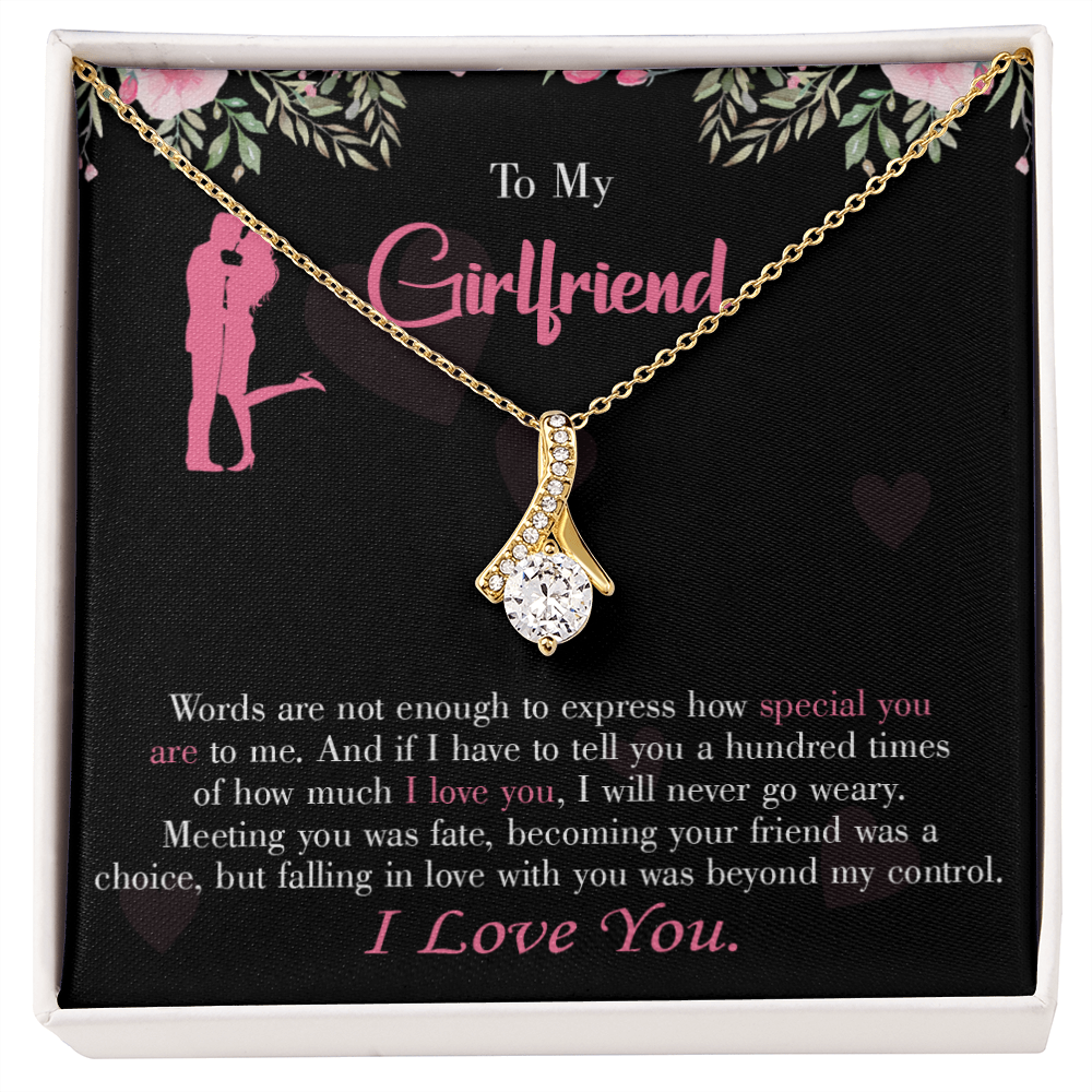 To My Girlfriend Words are Not Enough Alluring Ribbon Necklace Message Card-Express Your Love Gifts