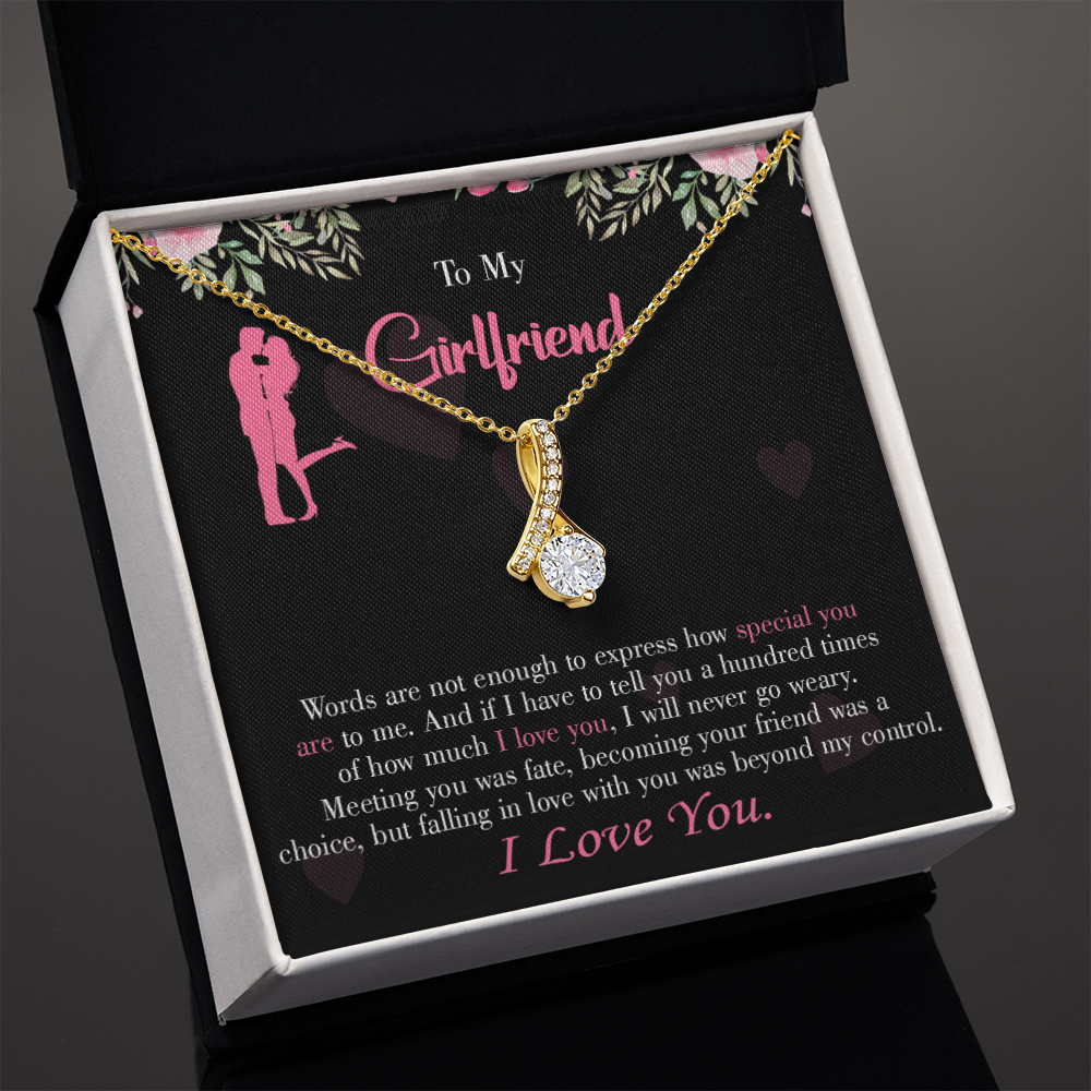 To My Girlfriend Words are Not Enough Alluring Ribbon Necklace Message Card-Express Your Love Gifts