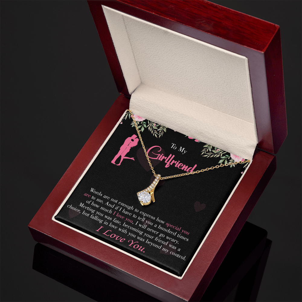 To My Girlfriend Words are Not Enough Alluring Ribbon Necklace Message Card-Express Your Love Gifts