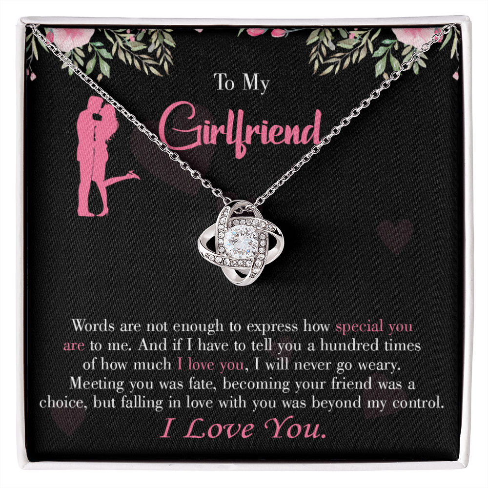 To My Girlfriend Words are Not Enough Infinity Knot Necklace Message Card-Express Your Love Gifts