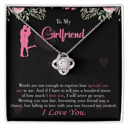 To My Girlfriend Words are Not Enough Infinity Knot Necklace Message Card-Express Your Love Gifts