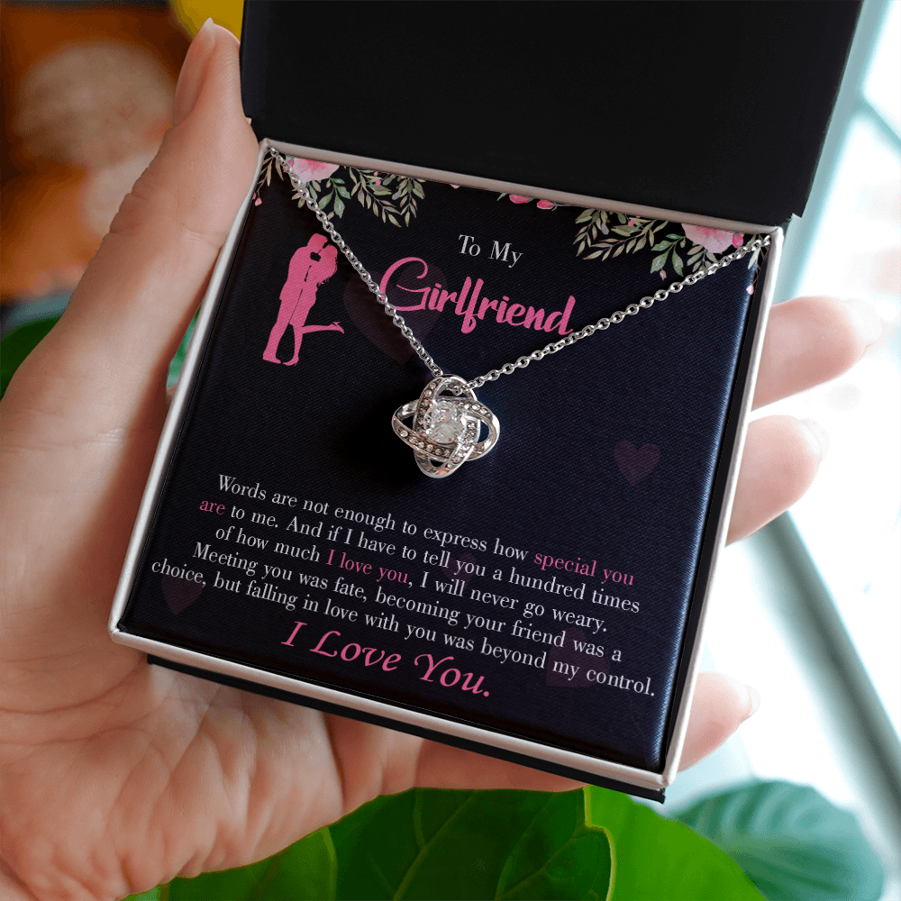 To My Girlfriend Words are Not Enough Infinity Knot Necklace Message Card-Express Your Love Gifts