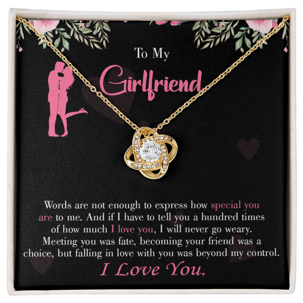 To My Girlfriend Words are Not Enough Infinity Knot Necklace Message Card-Express Your Love Gifts