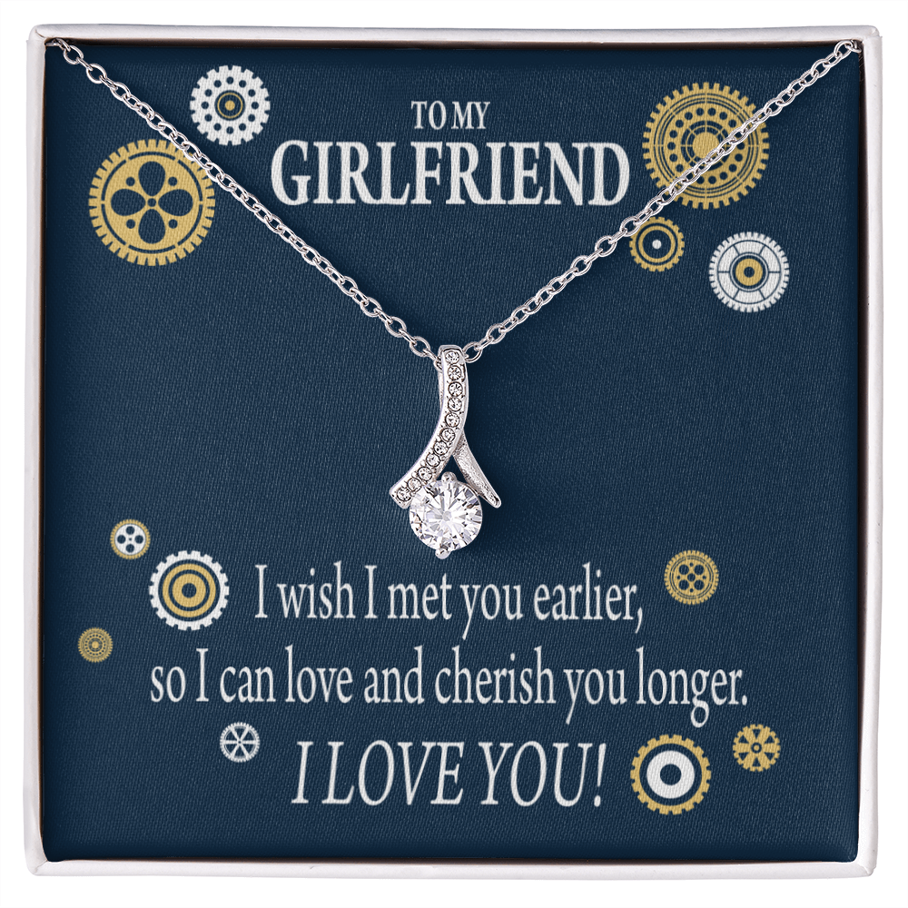 To My Girlfriend You are Cherished Alluring Ribbon Necklace Message Card-Express Your Love Gifts