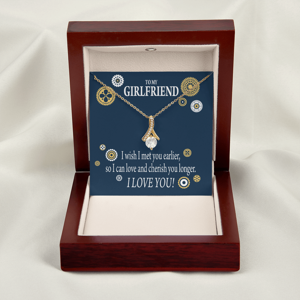 To My Girlfriend You are Cherished Alluring Ribbon Necklace Message Card-Express Your Love Gifts