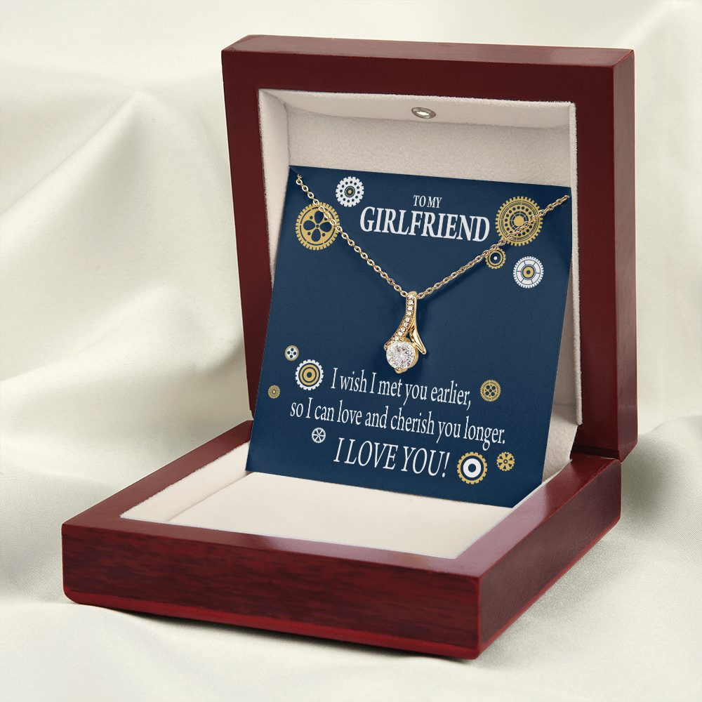 To My Girlfriend You are Cherished Alluring Ribbon Necklace Message Card-Express Your Love Gifts