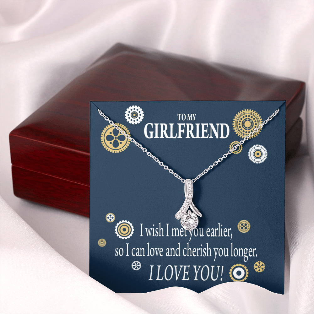 To My Girlfriend You are Cherished Alluring Ribbon Necklace Message Card-Express Your Love Gifts