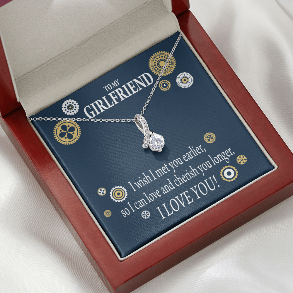 To My Girlfriend You are Cherished Alluring Ribbon Necklace Message Card-Express Your Love Gifts