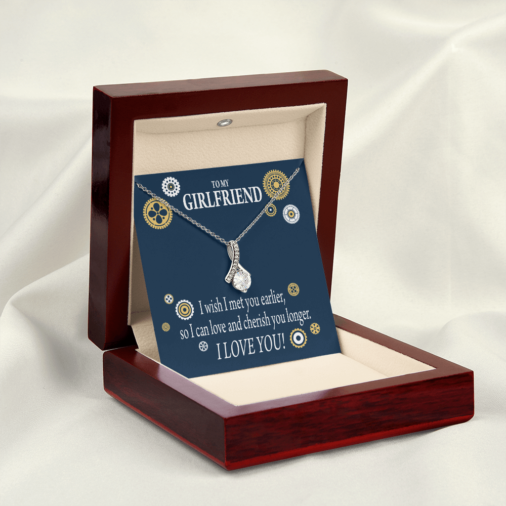 To My Girlfriend You are Cherished Alluring Ribbon Necklace Message Card-Express Your Love Gifts