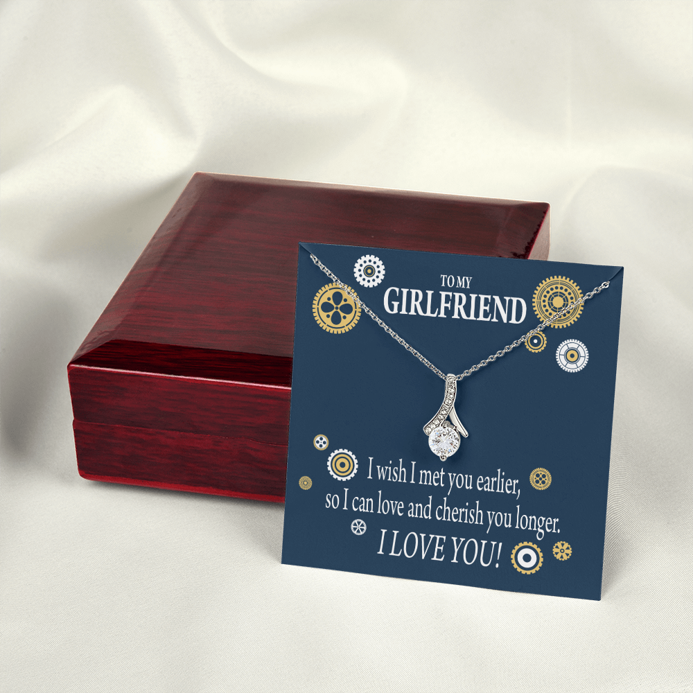 To My Girlfriend You are Cherished Alluring Ribbon Necklace Message Card-Express Your Love Gifts