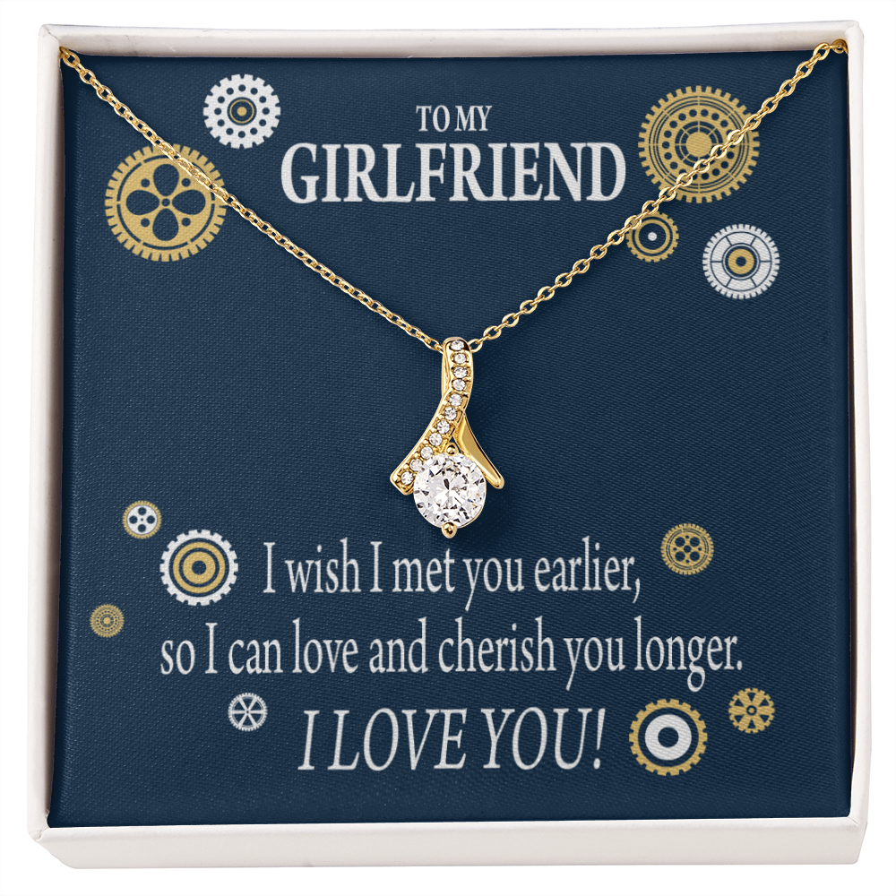 To My Girlfriend You are Cherished Alluring Ribbon Necklace Message Card-Express Your Love Gifts