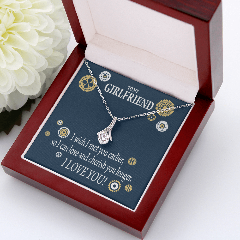 To My Girlfriend You are Cherished Alluring Ribbon Necklace Message Card-Express Your Love Gifts