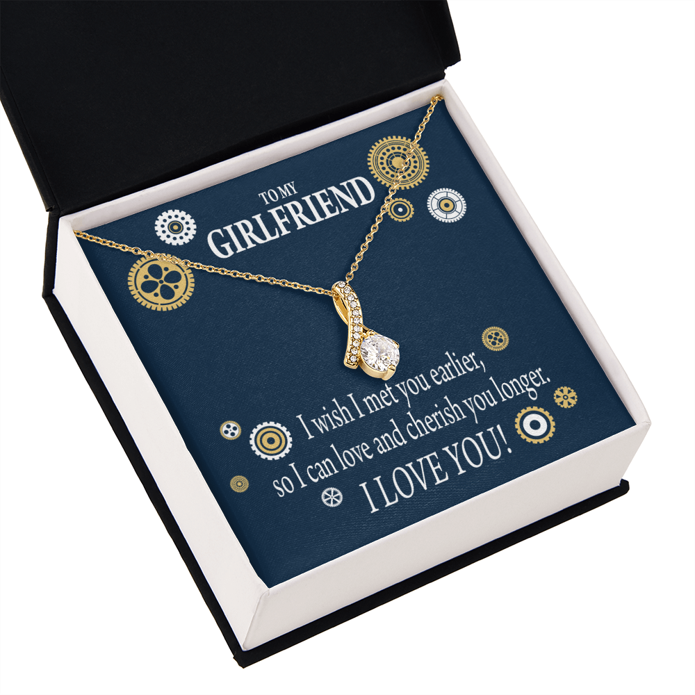 To My Girlfriend You are Cherished Alluring Ribbon Necklace Message Card-Express Your Love Gifts