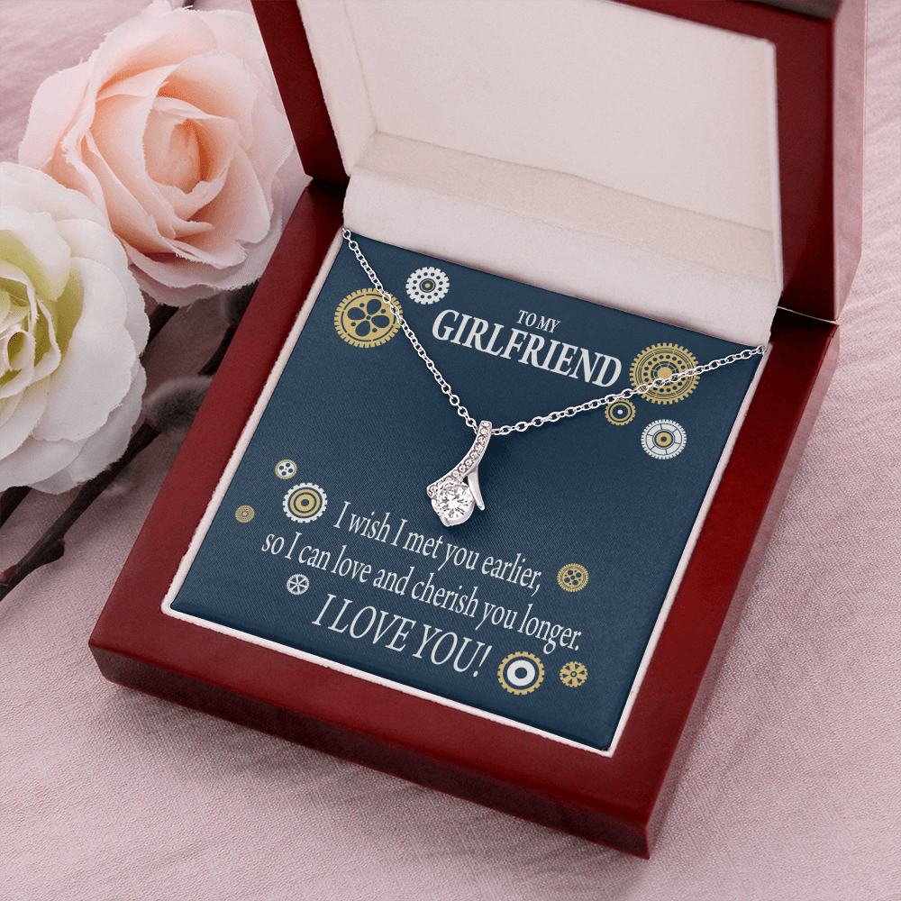 To My Girlfriend You are Cherished Alluring Ribbon Necklace Message Card-Express Your Love Gifts