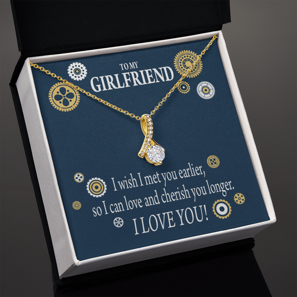To My Girlfriend You are Cherished Alluring Ribbon Necklace Message Card-Express Your Love Gifts