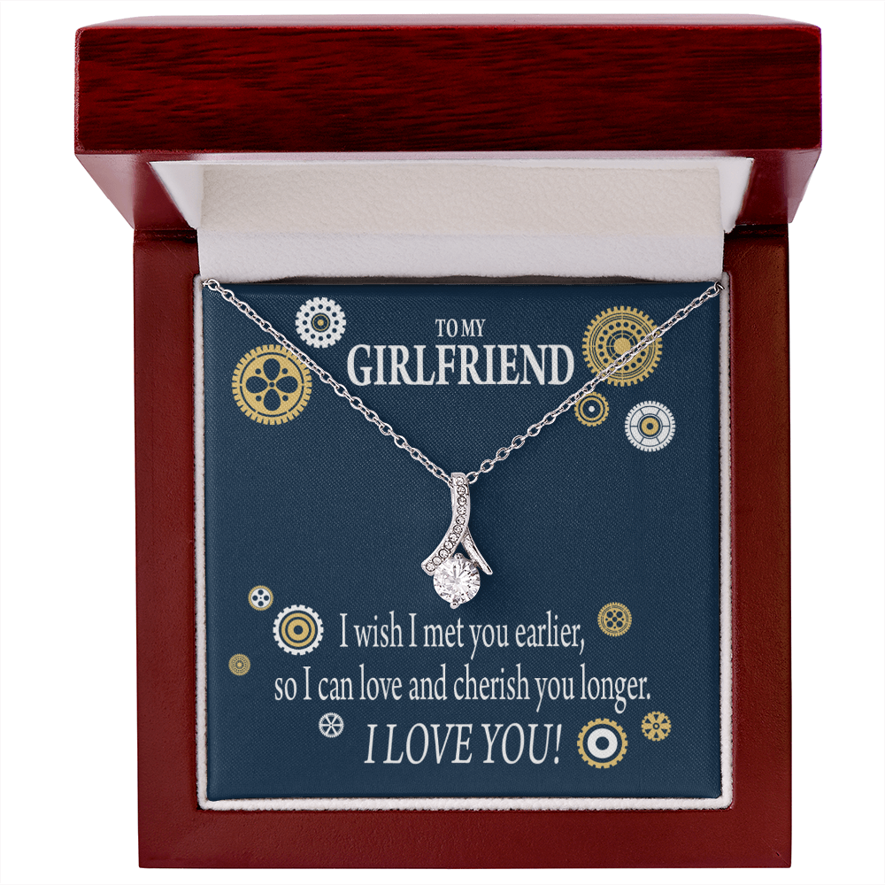 To My Girlfriend You are Cherished Alluring Ribbon Necklace Message Card-Express Your Love Gifts