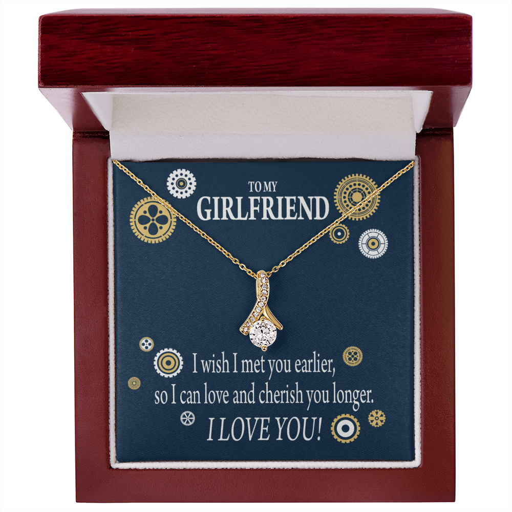 To My Girlfriend You are Cherished Alluring Ribbon Necklace Message Card-Express Your Love Gifts