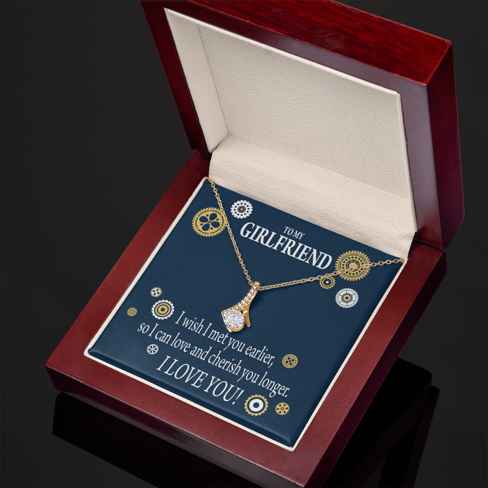 To My Girlfriend You are Cherished Alluring Ribbon Necklace Message Card-Express Your Love Gifts