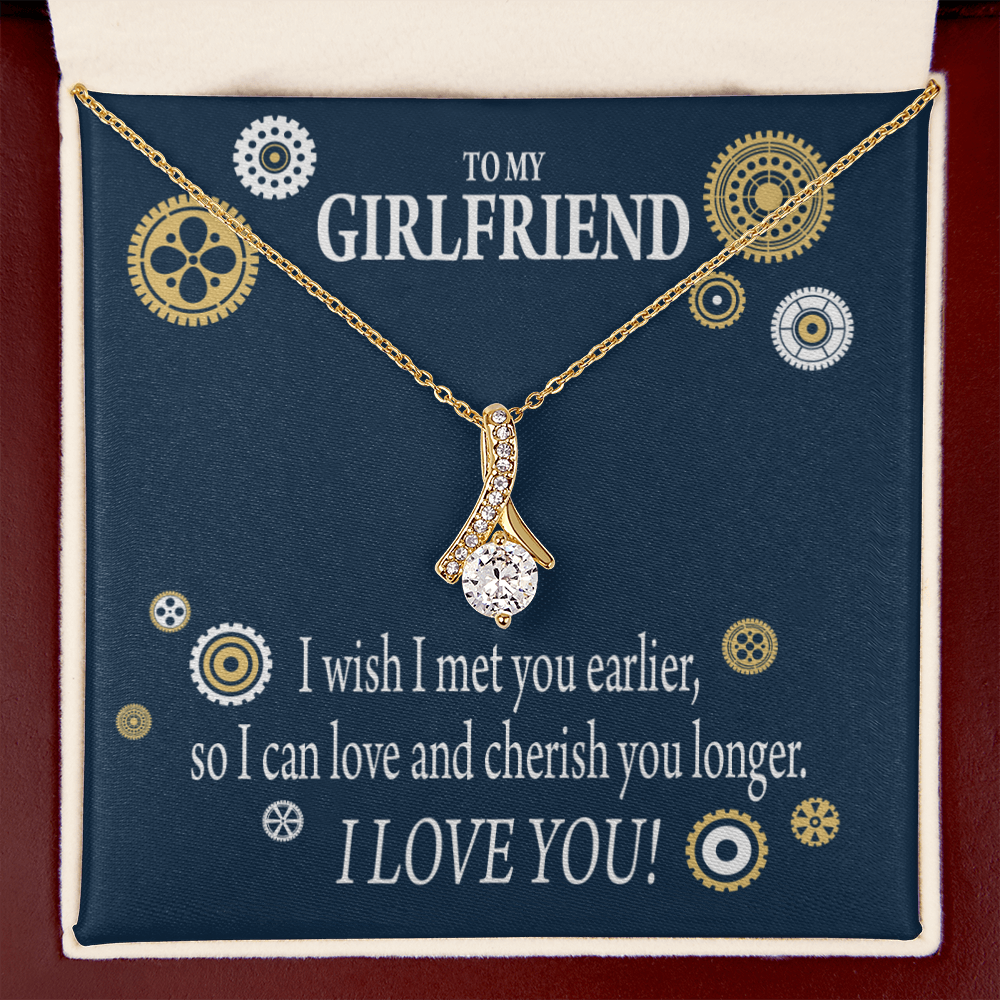 To My Girlfriend You are Cherished Alluring Ribbon Necklace Message Card-Express Your Love Gifts