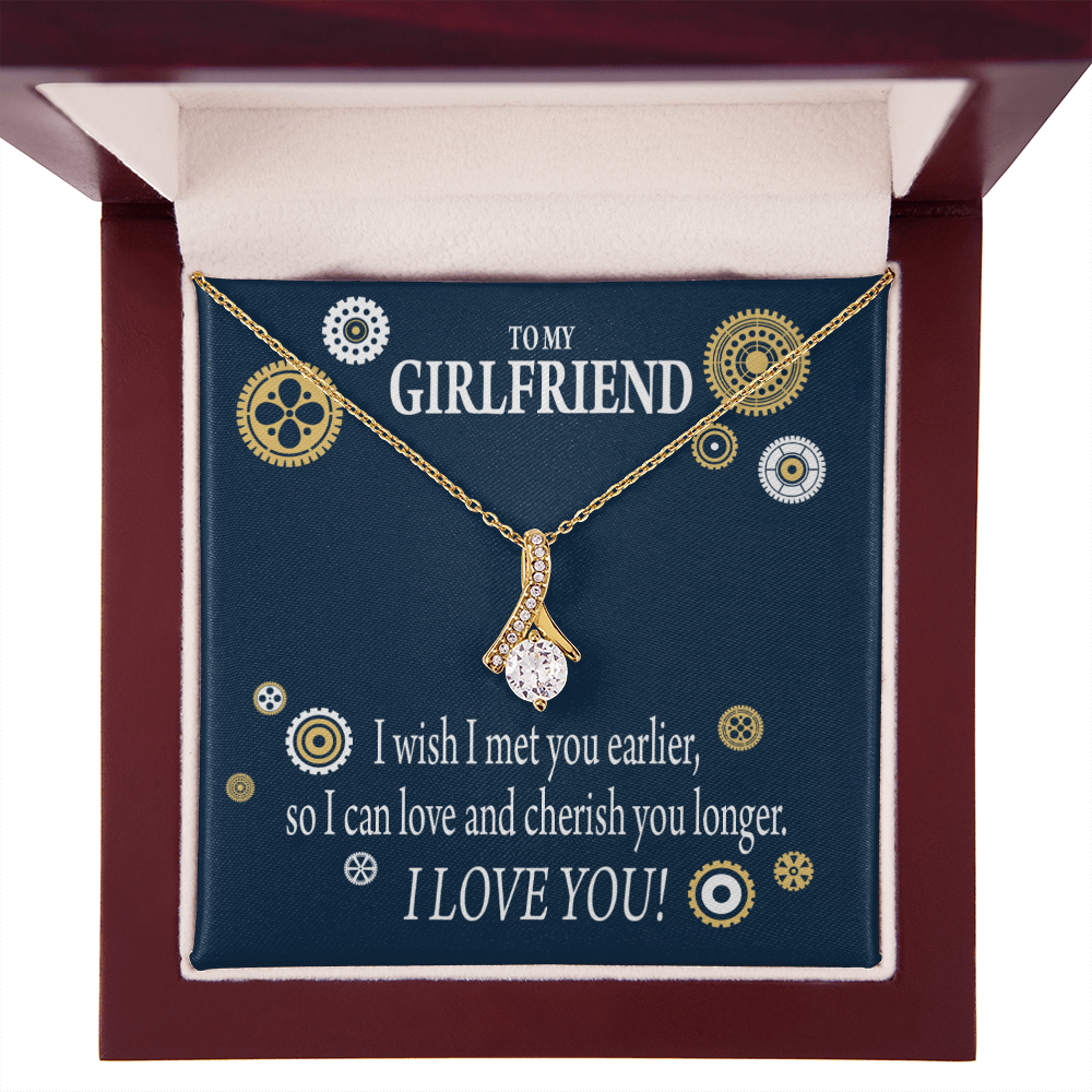 To My Girlfriend You are Cherished Alluring Ribbon Necklace Message Card-Express Your Love Gifts