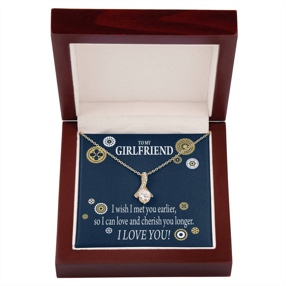 To My Girlfriend You are Cherished Alluring Ribbon Necklace Message Card-Express Your Love Gifts