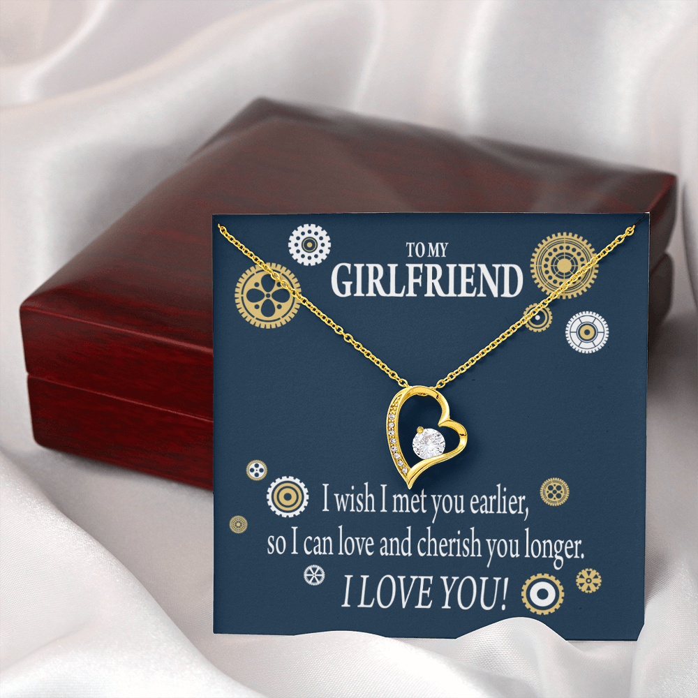To My Girlfriend You are Cherished Forever Necklace w Message Card-Express Your Love Gifts