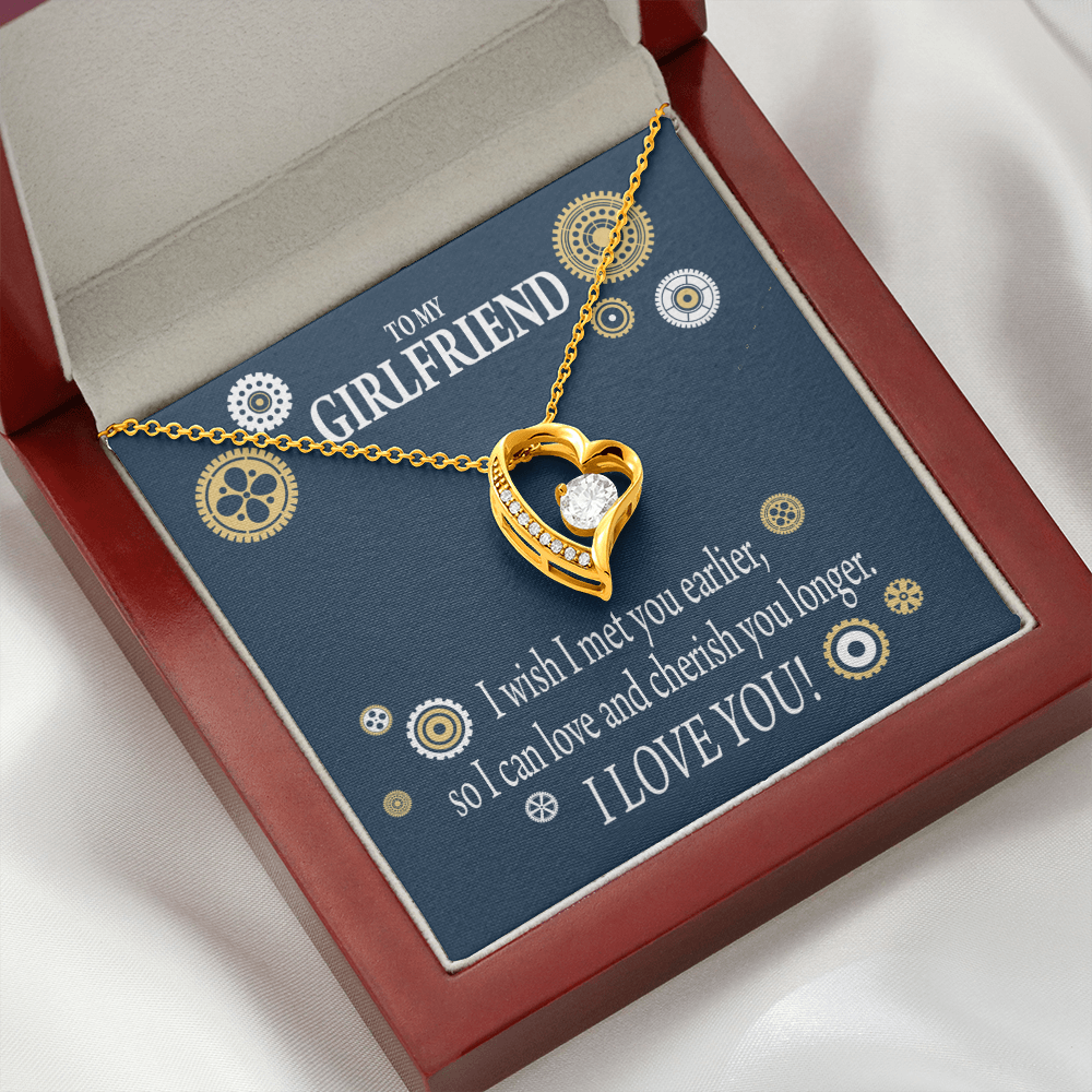 To My Girlfriend You are Cherished Forever Necklace w Message Card-Express Your Love Gifts