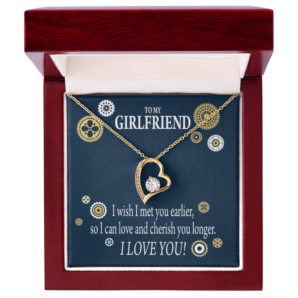 To My Girlfriend You are Cherished Forever Necklace w Message Card-Express Your Love Gifts