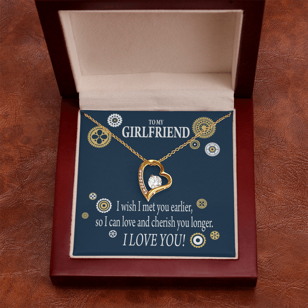 To My Girlfriend You are Cherished Forever Necklace w Message Card-Express Your Love Gifts