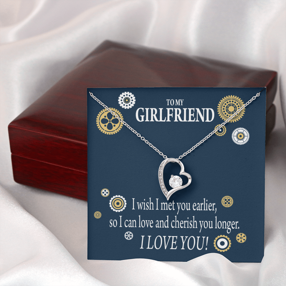 To My Girlfriend You are Cherished Forever Necklace w Message Card-Express Your Love Gifts