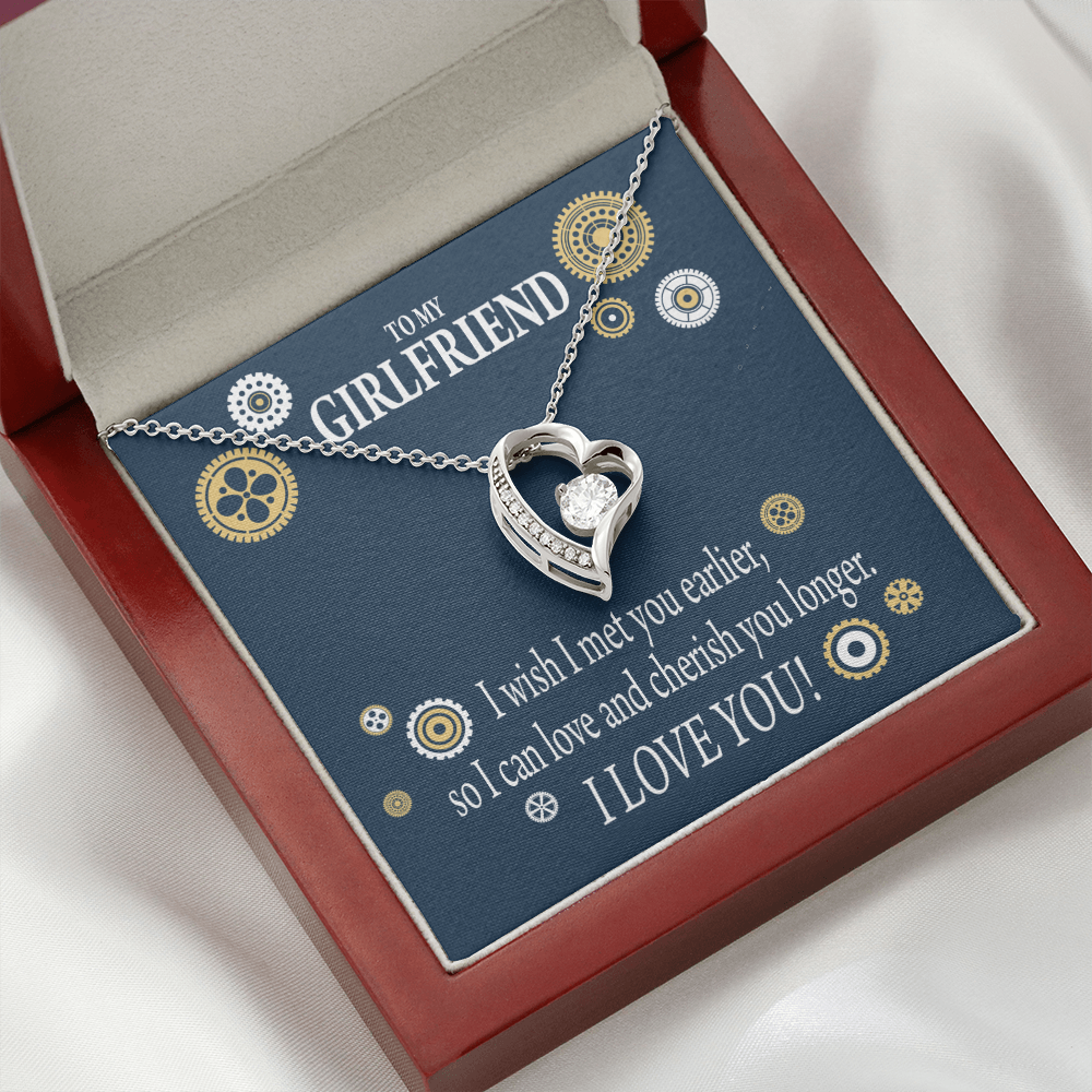 To My Girlfriend You are Cherished Forever Necklace w Message Card-Express Your Love Gifts