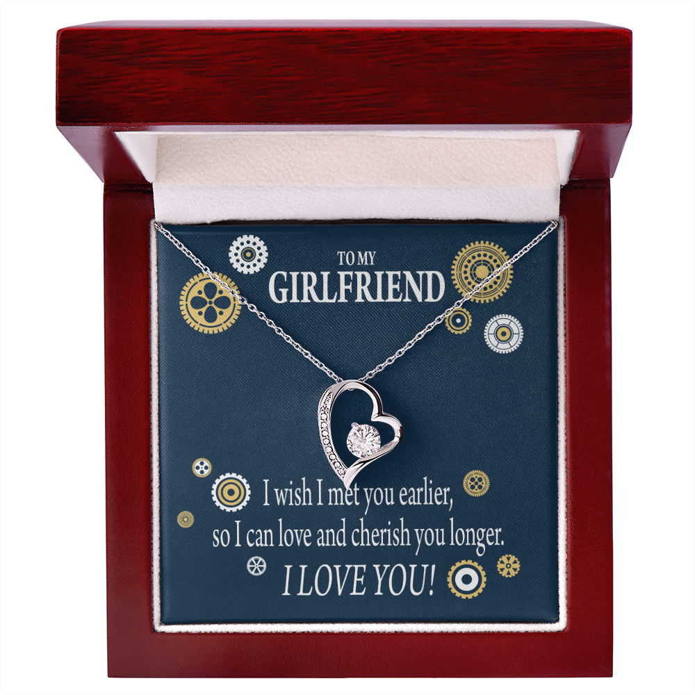 To My Girlfriend You are Cherished Forever Necklace w Message Card-Express Your Love Gifts