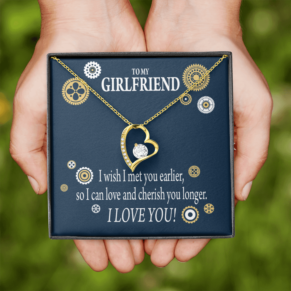 To My Girlfriend You are Cherished Forever Necklace w Message Card-Express Your Love Gifts