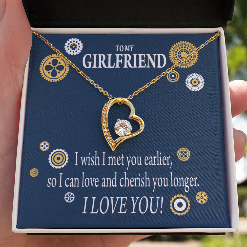 To My Girlfriend You are Cherished Forever Necklace w Message Card-Express Your Love Gifts