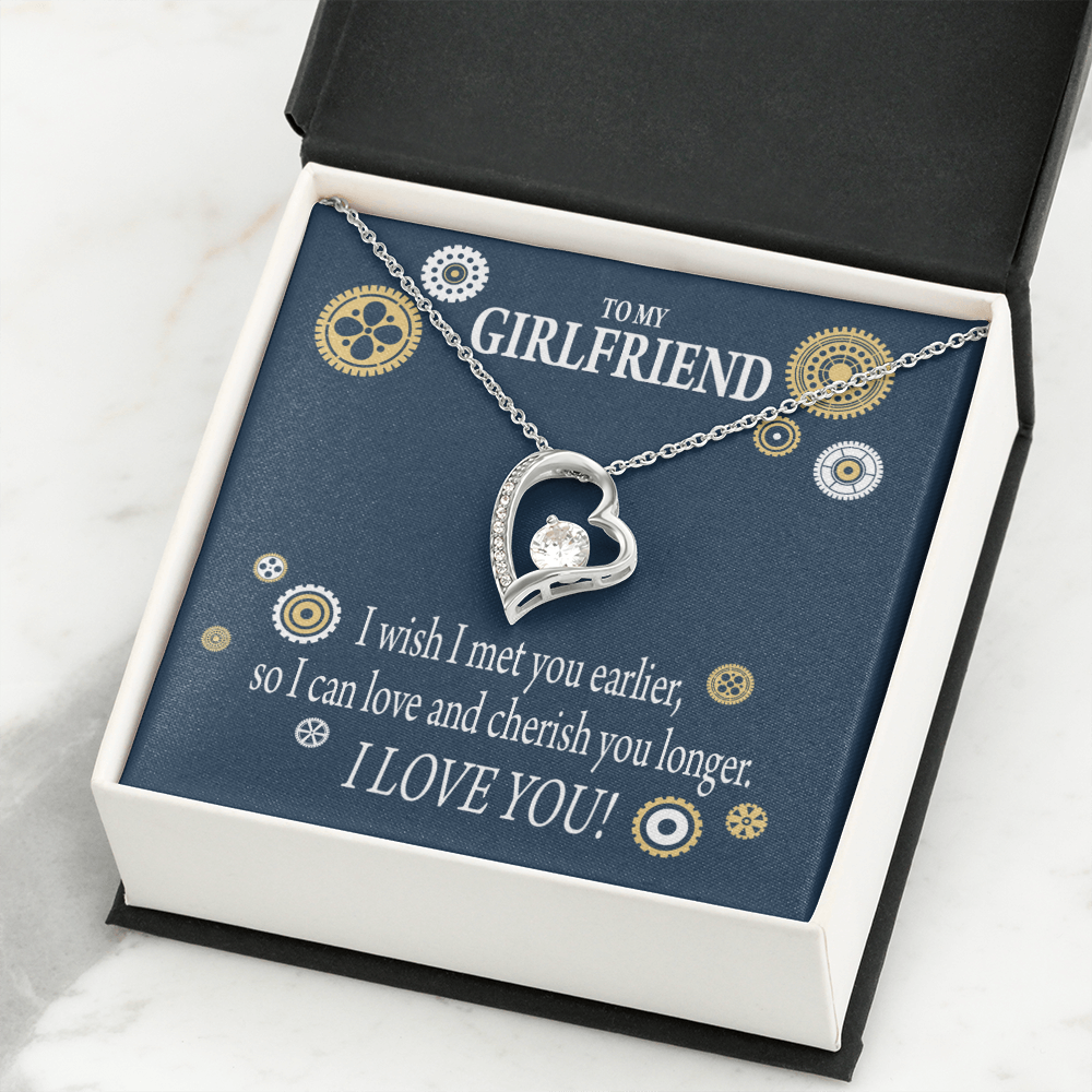 To My Girlfriend You are Cherished Forever Necklace w Message Card-Express Your Love Gifts