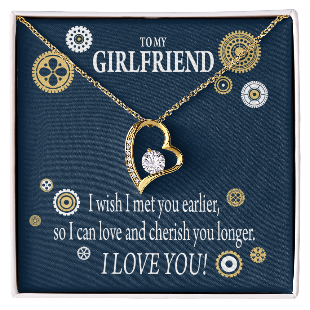 To My Girlfriend You are Cherished Forever Necklace w Message Card-Express Your Love Gifts
