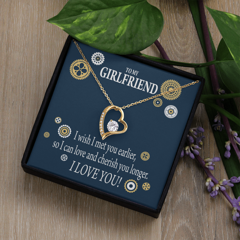 To My Girlfriend You are Cherished Forever Necklace w Message Card-Express Your Love Gifts