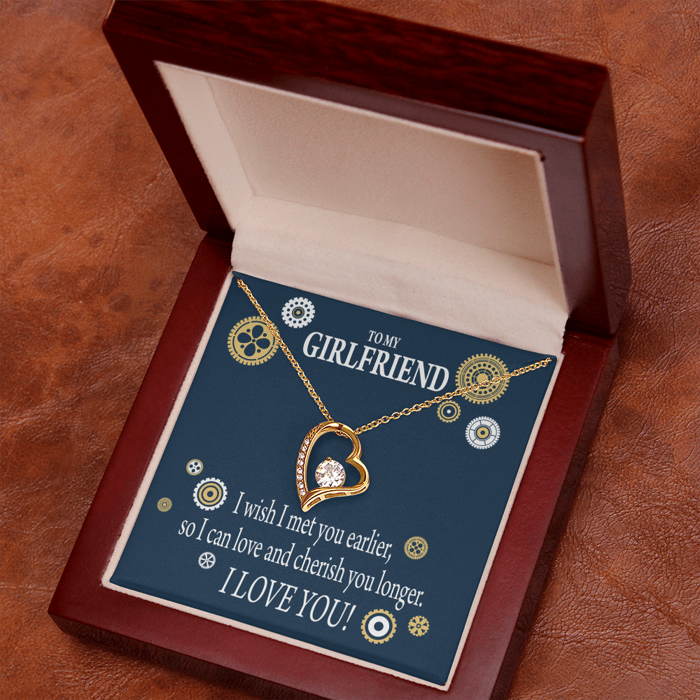 To My Girlfriend You are Cherished Forever Necklace w Message Card-Express Your Love Gifts