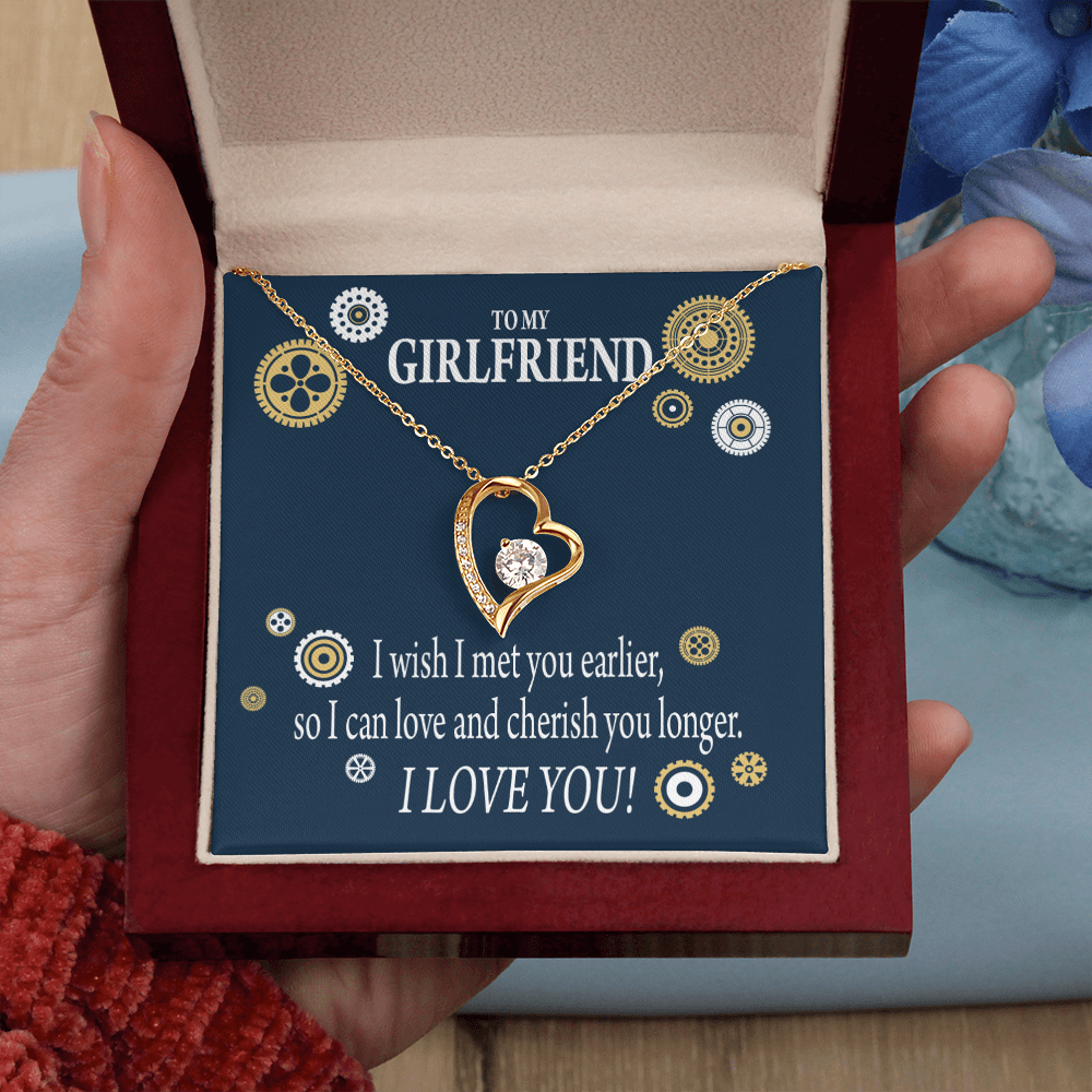 To My Girlfriend You are Cherished Forever Necklace w Message Card-Express Your Love Gifts