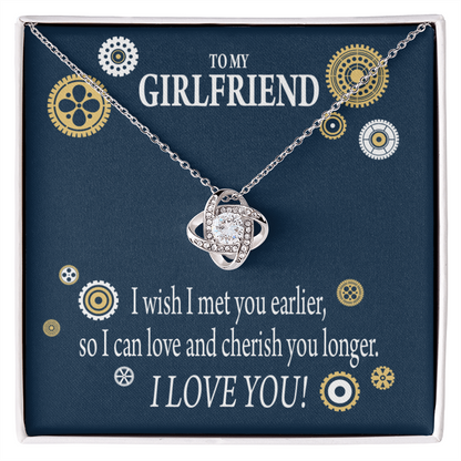 To My Girlfriend You are Cherished Infinity Knot Necklace Message Card-Express Your Love Gifts