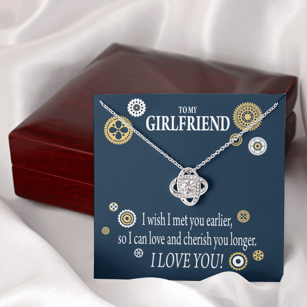 To My Girlfriend You are Cherished Infinity Knot Necklace Message Card-Express Your Love Gifts