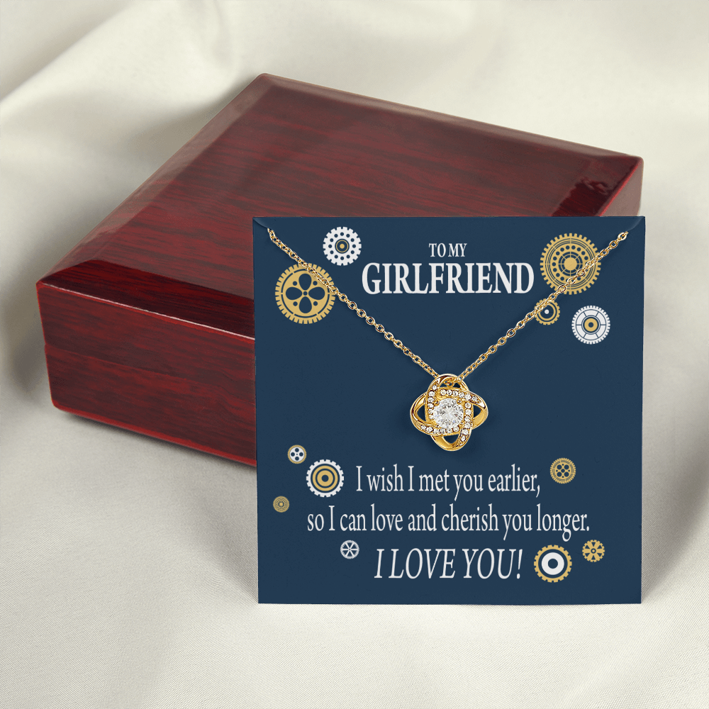 To My Girlfriend You are Cherished Infinity Knot Necklace Message Card-Express Your Love Gifts