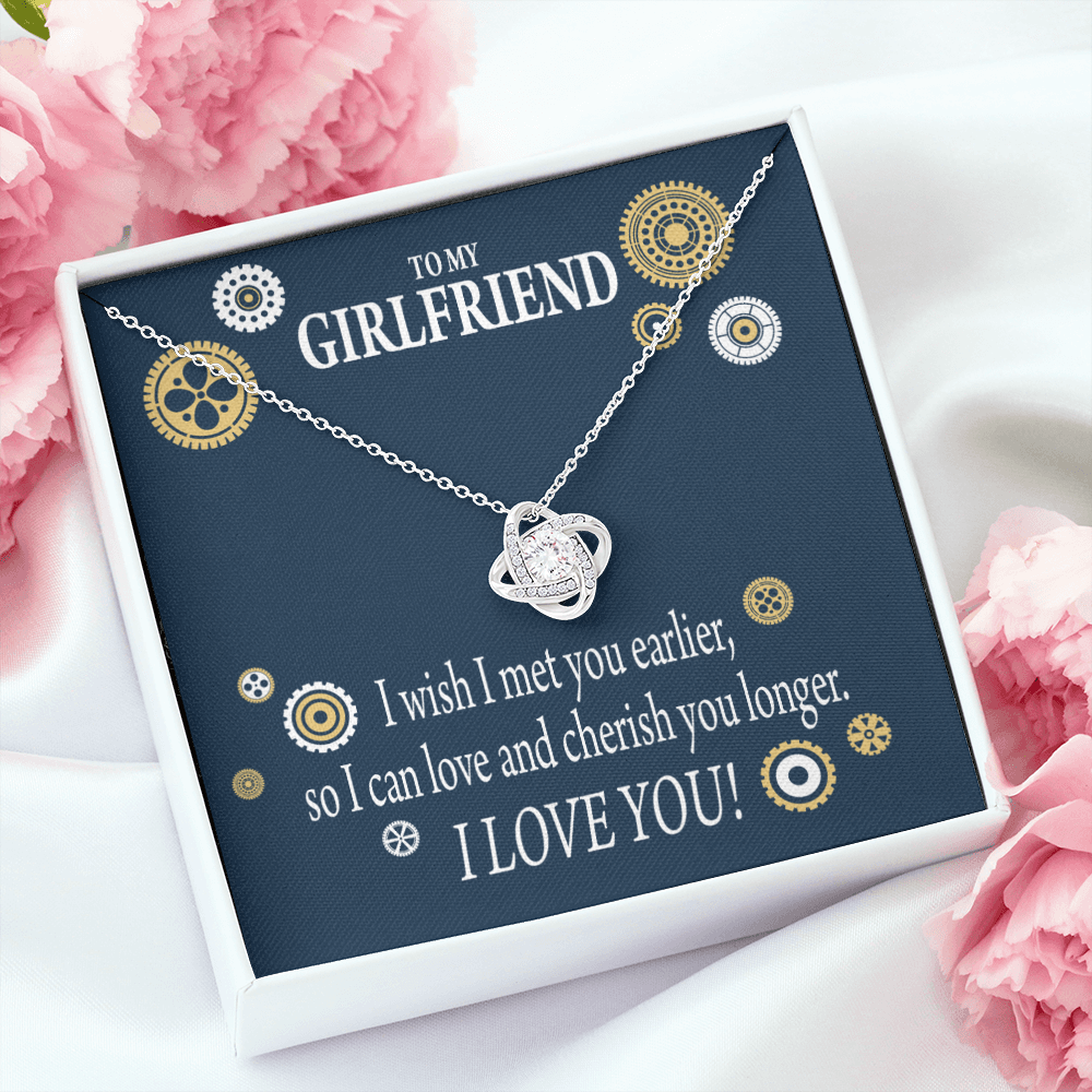 To My Girlfriend You are Cherished Infinity Knot Necklace Message Card-Express Your Love Gifts