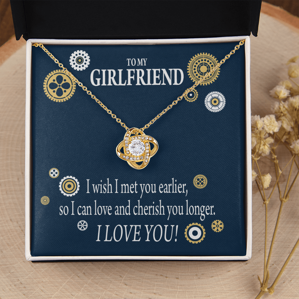 To My Girlfriend You are Cherished Infinity Knot Necklace Message Card-Express Your Love Gifts