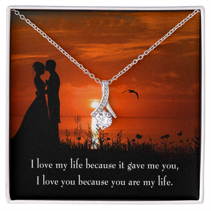 To My Girlfriend You are MY Life Alluring Ribbon Necklace Message Card-Express Your Love Gifts