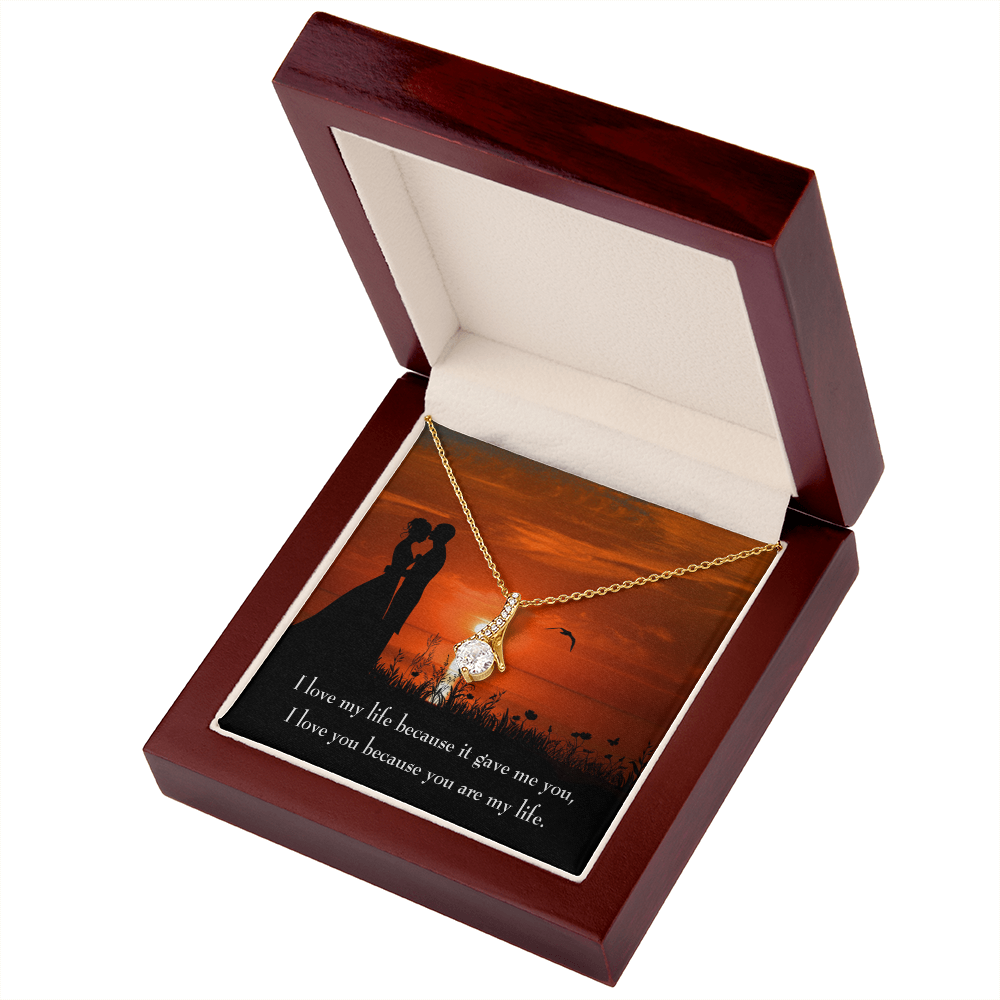 To My Girlfriend You are MY Life Alluring Ribbon Necklace Message Card-Express Your Love Gifts